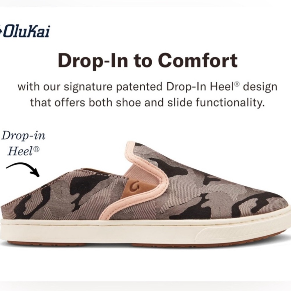 Olukai Pehuea Pa'i Womens Soft Pink Ke Au Camo Slip on canvas shoe 7 NWT new - Picture 8 of 8